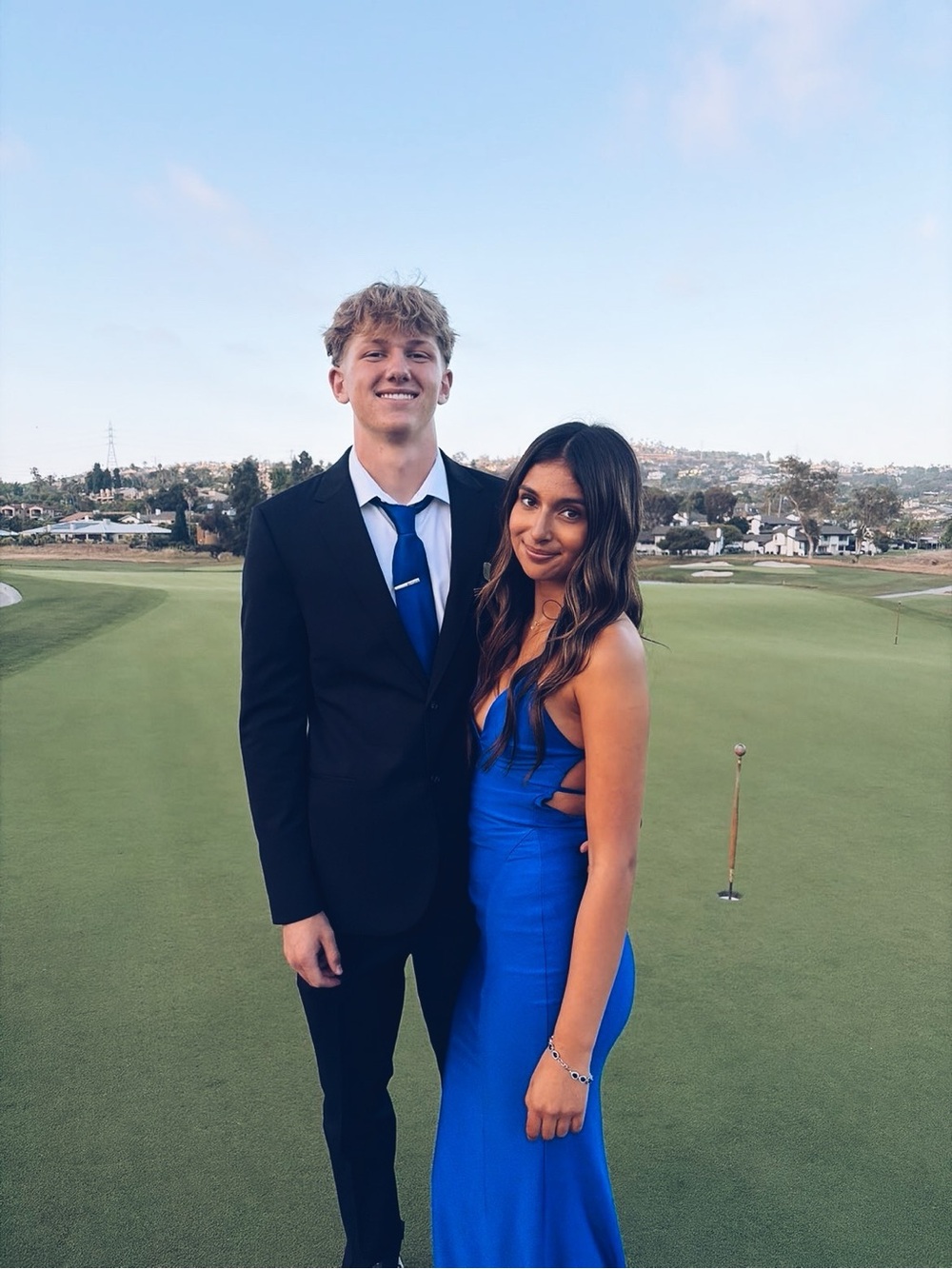 Blue Evening Gown - Sleeveless Cutout Formal Dress